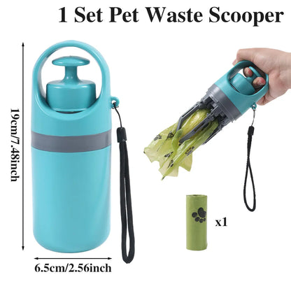 Dog Pooper Scooper - Portable No-Touch Outdoor Scooper with Teal Green Claw-Shaped Design, 15PCS Bag Attachment and Leak-Proof Waste Storage Container