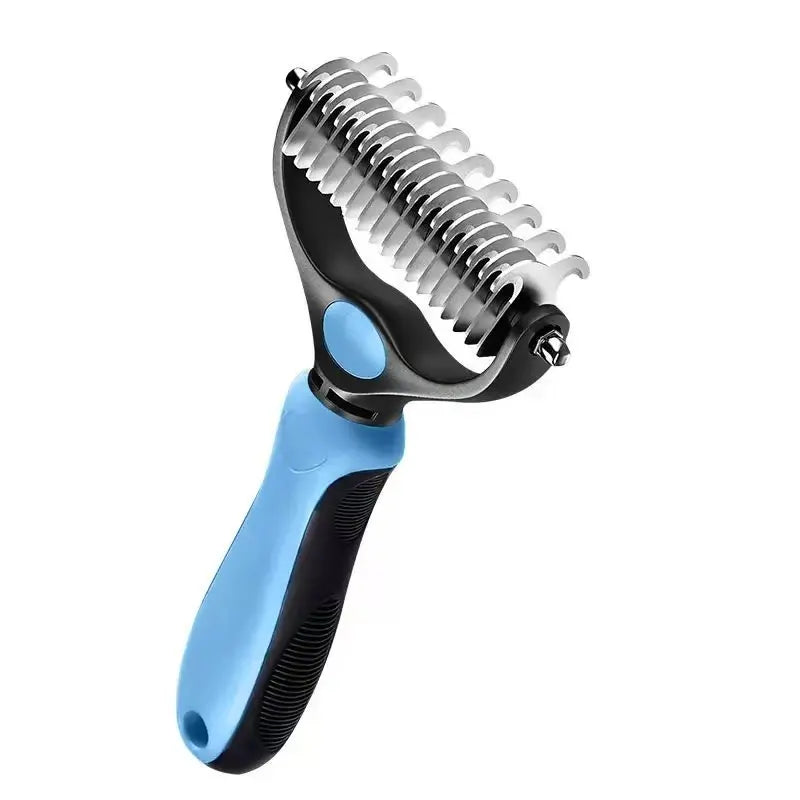 Pet Dematting Undercoat Rake for Long Haired Dogs Cats, Double Sided Deshedding Brush, Pain Free Tangle Remover to Reduce Shedding & Mats, Pet Grooming Tool N2