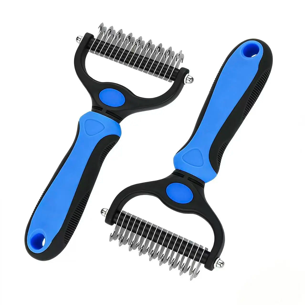 Pet Dematting Undercoat Rake for Long Haired Dogs Cats, Double Sided Deshedding Brush, Pain Free Tangle Remover to Reduce Shedding & Mats, Pet Grooming Tool N2