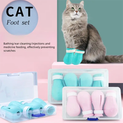 Cat Bathing Anti-Scratch Set - Pet Washing Bag, Paw Protection Covers for Safe Bathing, Cat Grooming and Care