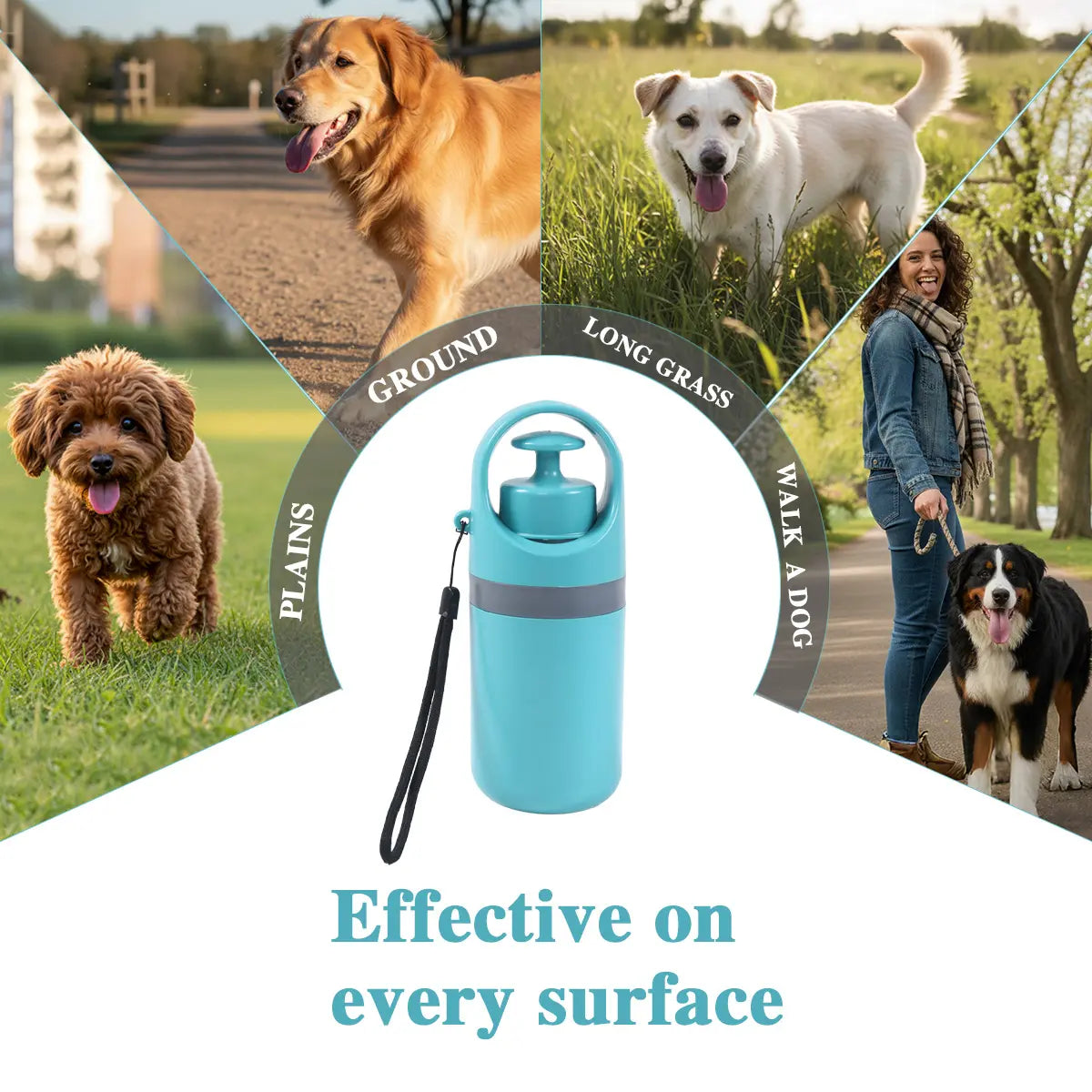Dog Pooper Scooper - Portable No-Touch Outdoor Scooper with Teal Green Claw-Shaped Design, 15PCS Bag Attachment and Leak-Proof Waste Storage Container
