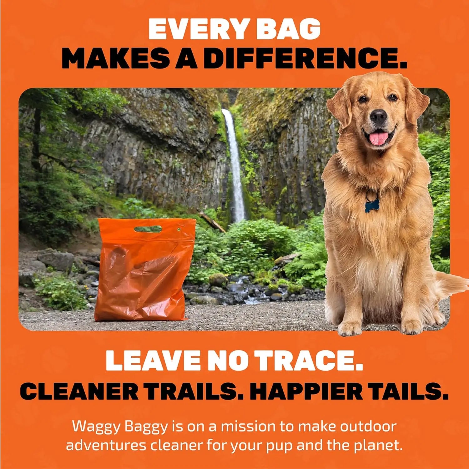 Cleanwaste Waggy Baggy, Adventure Ready Dog Waste Bags with Smell-Proof, Dual Bag System, with Convenient Carry Handle, 10Ct